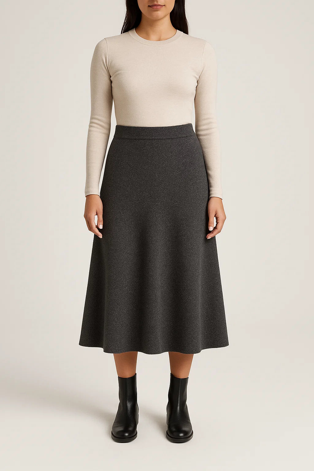 Siri - Knit Flare Midi Skirt
